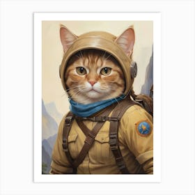 Astronaut Cat Painting Pet Lover Art Print