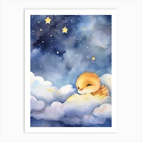 Baby Duck 2 Sleeping In The Clouds Art Print