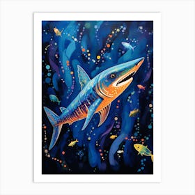  A Blue Shark Vibrant Paint Splash 3 Art Print