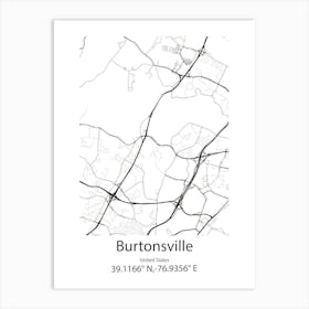 Burtonsville,United States Minimalist Map Art Print