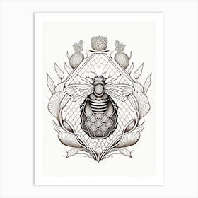 Queen Beehive 6 William Morris Style Art Print