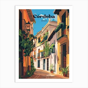 Cordoba Spain Street Digital Travel Illustration Art Print