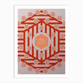 Geometric Abstract Glyph Circle Array in Tomato Red n.0235 Art Print