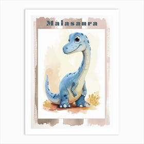 Cute Cartoon Maiasaura Dinosaur Watercolour 1 Poster Art Print