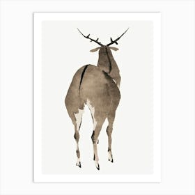 Deer, Vintage Animal Illustration, Katsushika Hokusai Art Print