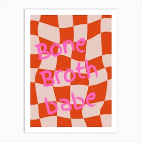 Bone Broth Checkered Orange  Art Print