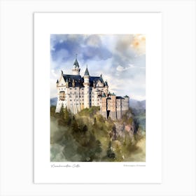 Neuschwanstein Castle 3 Watercolour Travel Poster Art Print
