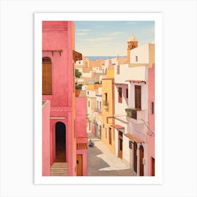 Tangier Morocco 2 Vintage Pink Travel Illustration Art Print