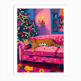 Leopard On Couch Art Print