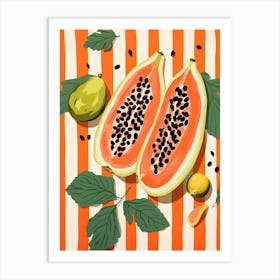 Papaya Fruit Summer Illustration 5 Art Print