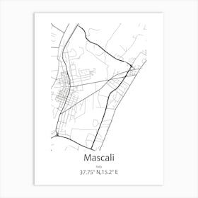 Mascali,Italy Minimalist Map Art Print