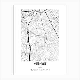 Villejuif,France Minimalist Map Poster