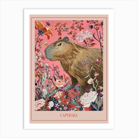 Floral Animal Painting Capybara 3 Poster Art Print