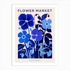 Blue Flower Market Poster Wild Pansy 2 Art Print