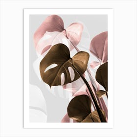 Pink And Brown Monstera_2058435 Art Print