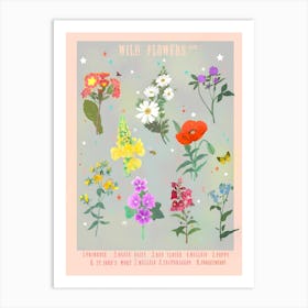 Handdrawn Wild Flowers Plate 2 Light Art Print