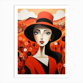 Woman In A Red Hat Art Print