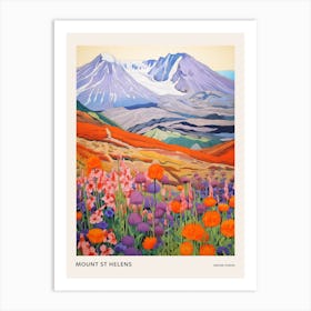 Mount St Helens United States 3 Colourful Mountain Illustration Poster Art Print