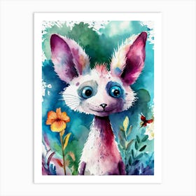 Funny Animal Watercolor Painting Art Print