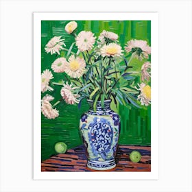 Flowers In A Vase Still Life Painting Asters 6 Art Print