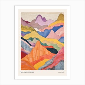 Mount Hunter United States Colourful Mountain Illustration Poster Art Print