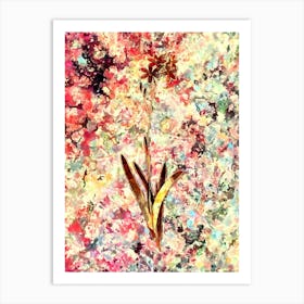 Impressionist Corn Lily Botanical Painting in Blush Pink and Gold Art Print