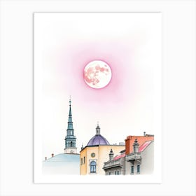 Full Moon Over Old Town Art Print