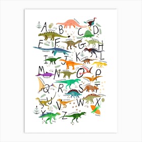 Colourful Dinosaur Alphabet Nursery kids art print