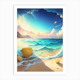 Lemons On The Beach Art Print