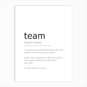 Team Definition Poster - Dictionary Art Print