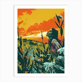 Sunset In The Meadow 2 Art Print