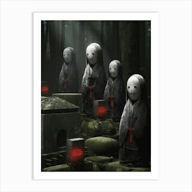 Jizo Statues Japanese Style Illustration 8 Art Print