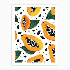 Seamless Pattern With Papaya 2 Art Print