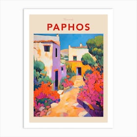 Paphos Cyprus Fauvist Travel Poster Art Print