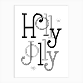 Holly Jolly Xmas typography 1 Art Print