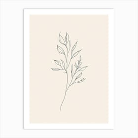 Simple Line Drawing Of A Leaf Art Print