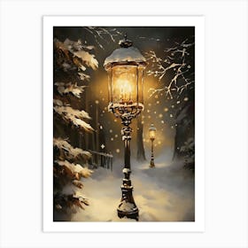 Street Lamp In The Snow Art Print