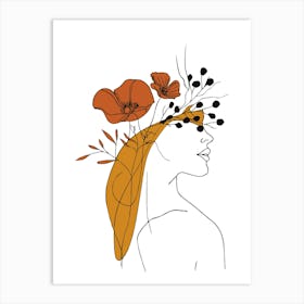 Woman With Flowers In Her Hair 1 Art Print