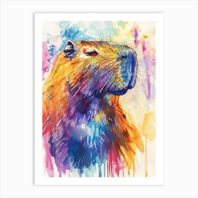 Capybara Colourful Watercolour 4 Art Print