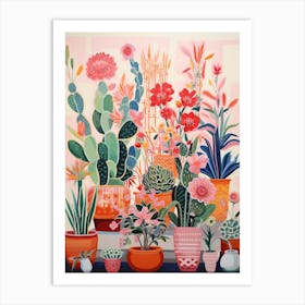 Colourful Cactus And Plant Painting Art Print