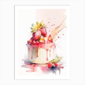 Strawberry Soufflé, Dessert, Food Storybook Watercolours Art Print