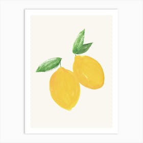 Lemon Citrus Summer Fruit Watercolor Painting Minimalist Kitchen Print Art Print