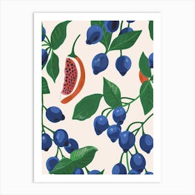 Blueberry & Fig Slice Pattern Illustration Art Print