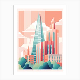 The Shard   London, England   Cute Botanical Illustration Travel 2 Art Print