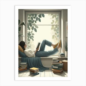 Girl Reading A Book 6 Art Print