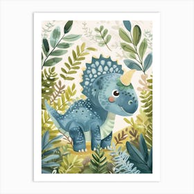 Cute Protoceratops Dinosaur Watercolour 4 Art Print