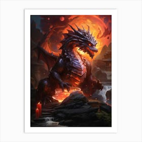 Dragon In Flames Art Print