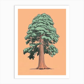 Sequoia Tree Minimalistic Drawing 3 Art Print