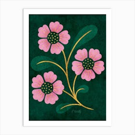 Wild Rose in Pink and Gold Art Print