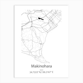 Makinohara,Japan Minimalist Map Art Print